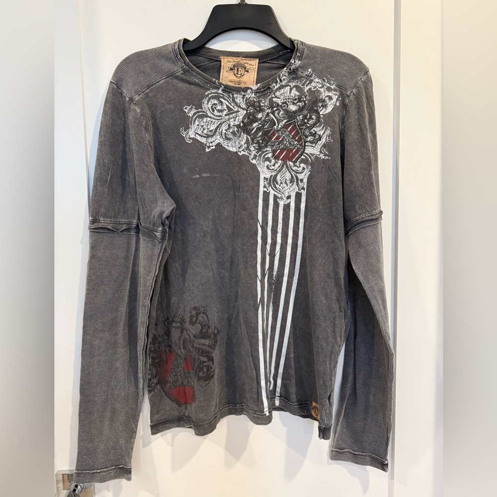 Gray Graphic Long Sleeve Shirt